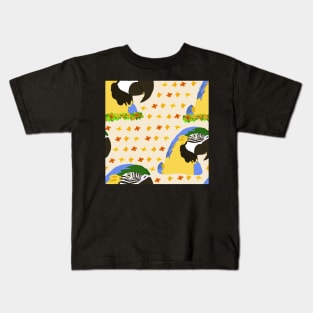 Yellow Ara Parrot and Flowers Kids T-Shirt